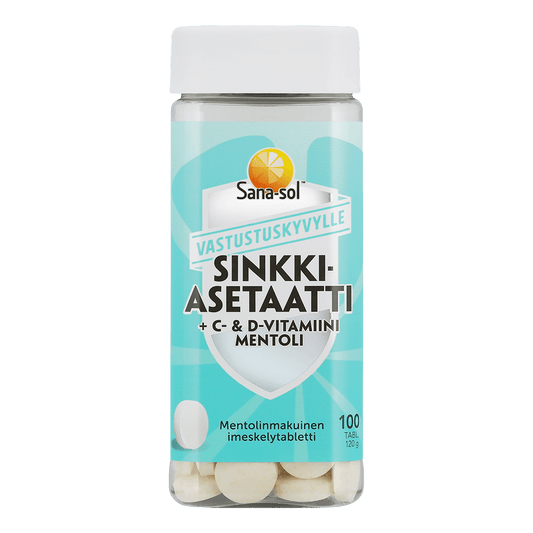 Sinkkiasetaatti + C- & D-vitamiini mentolinmakuinen imeskelytabletti
