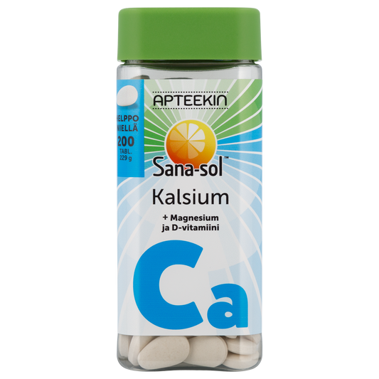 Apteekin Kalsium + Magnesium ja D-vitamiini- Sana-sol