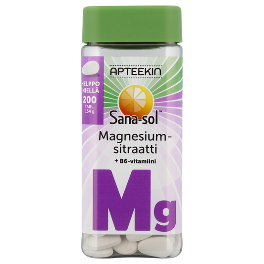 Apteekin Magnesiumsitraatti + B6-vitamiini - Sana-sol