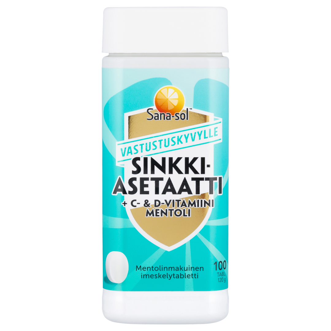 Sinkkiasetaatti + C- & D-vitamiini mentolinmakuinen imeskelytabletti